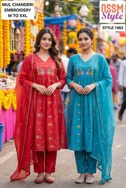 Ossm style 1663 3pcs kurtis wholesale